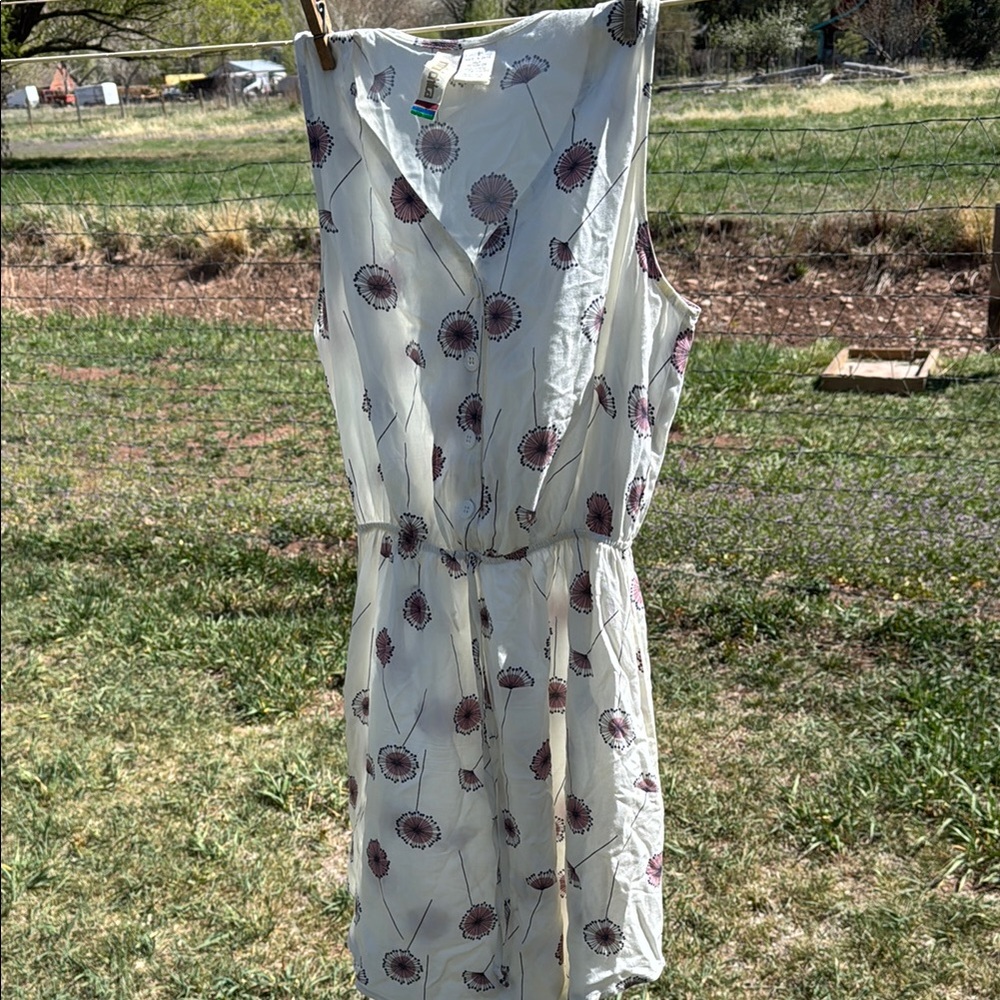 Floral Sleeveless Dress - Cream and Purple